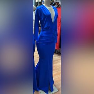 Large blue formal dress, spandex. Worn once for formal event